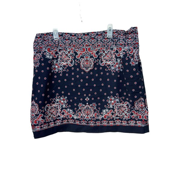 Talbots Woman Navy Blue‎ Red Paisley Lined Size 20 W SKirt - Picture 1 of 7